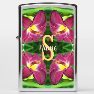 Personalized Monogram Initial Name Daylily Art Zippo Lighter