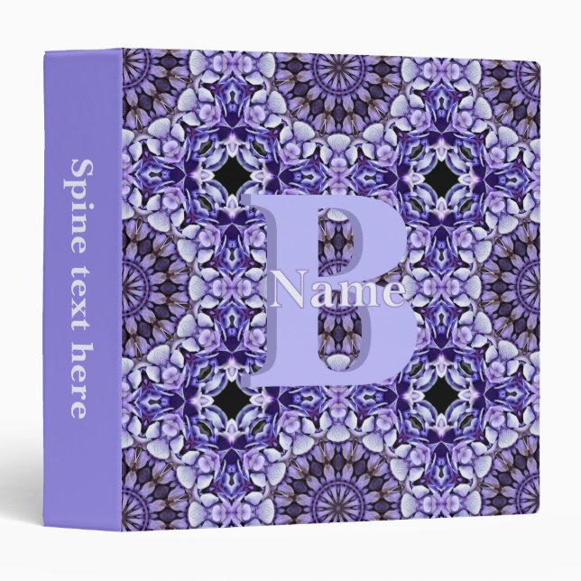 Personalized Monogram Initial Name Floral Art 3 Ring Binder (Front/Spine)