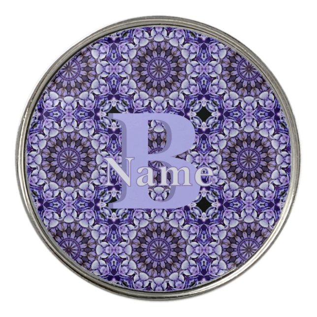 Personalized Monogram Initial Name Floral Art Golf Ball Marker (Front)