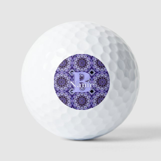 Personalized Monogram Initial Name Floral Art Golf Balls (Front)
