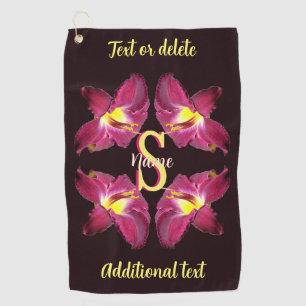 Personalized Monogram Initial Name Lily Art Golf Towel
