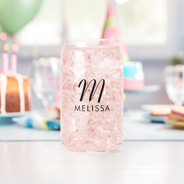Personalized Monogram Initial & Name Script Modern Can Glass (Insitu (Birthday))