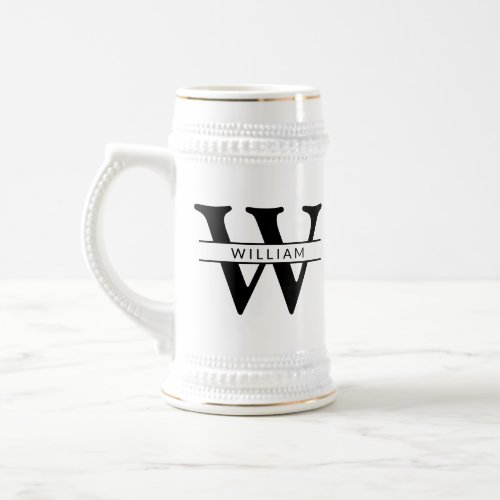 personalized monogram initial  name simple beer stein