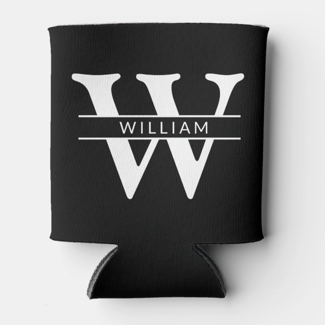 personalized monogram initial & name simple can cooler (Front)