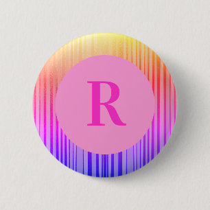 Personalized Monogram Initial Pink Ombre Button