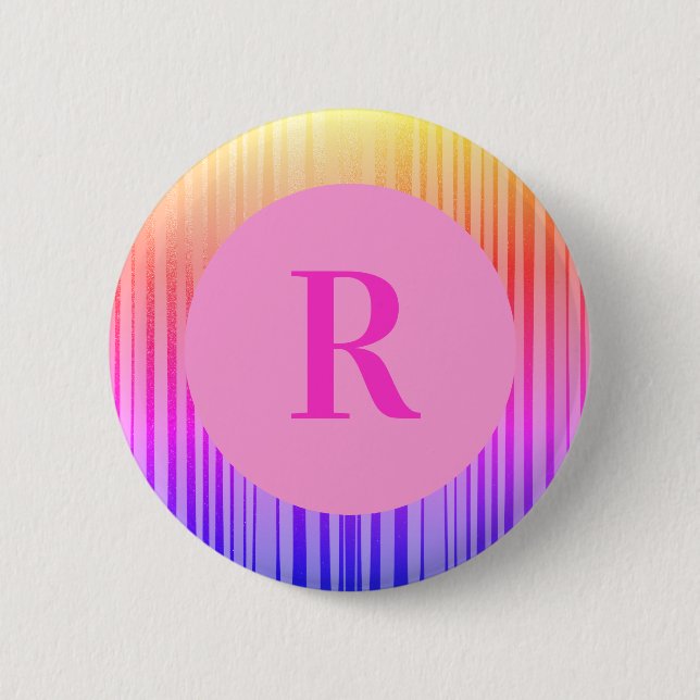 Personalized Monogram Initial Pink Ombre Button (Front)