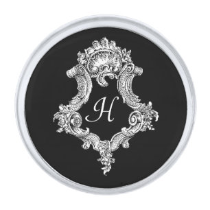 Personalized Monogram Initial Silver Finish Lapel Pin