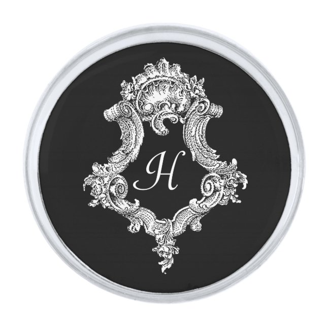 Personalized Monogram Initial Silver Finish Lapel Pin (Front)