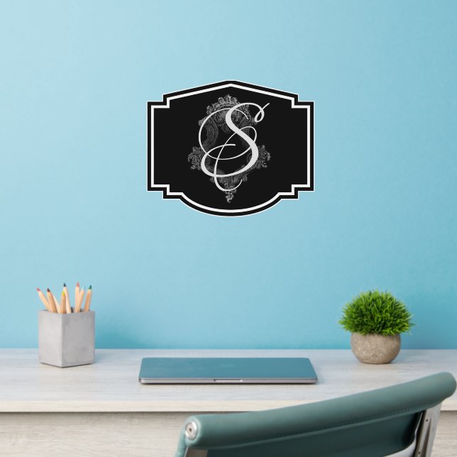 Personalized Monogram Initial Wall Decal (Home Office 2)
