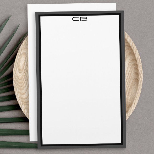 Personalized Monogram Initials Black Gray Border Stationery (Personalized Monogram Initials Black Gray Border Stationery)