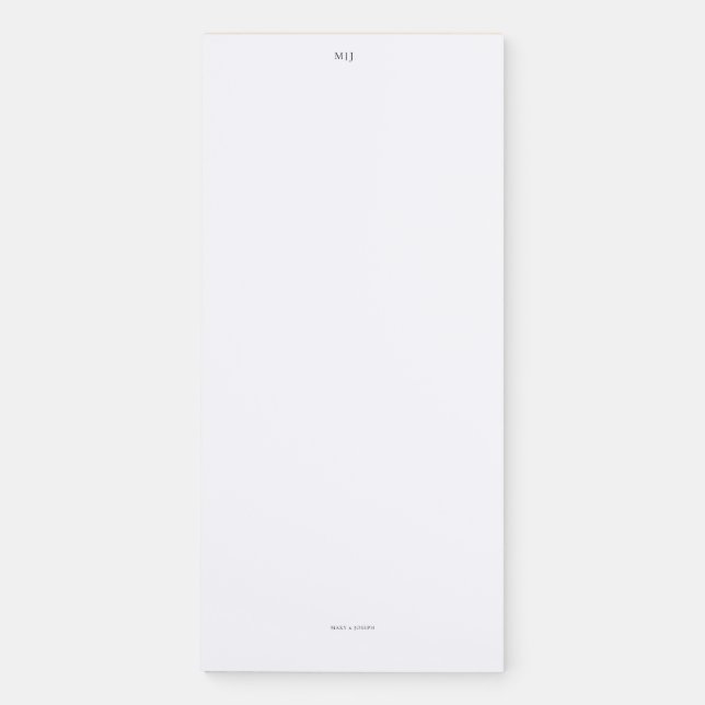 Personalized Monogram Initials Black Typography  Magnetic Notepad (Front)