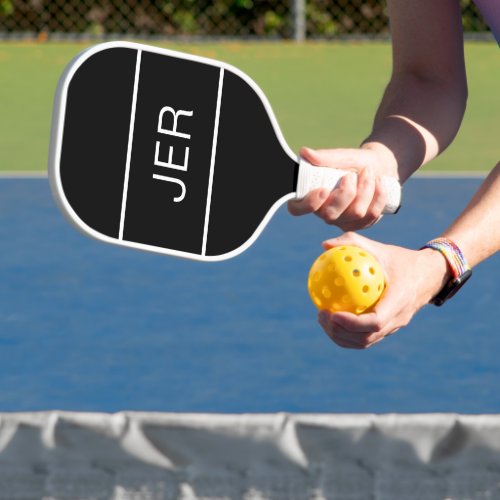 Personalized Monogram Initials Black White Sports  Pickleball Paddle