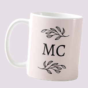 Personalized Monogram Initials Botanical Blush Coffee Mug