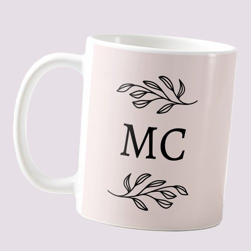 Personalized Monogram Initials Botanical Blush Coffee Mug