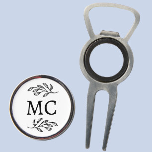 Personalized Monogram Initials Botanical Leaf Divot Tool