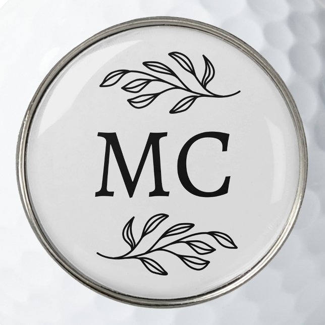 Personalized Monogram Initials Botanical Leaf Golf Ball Marker (Personalized monogram initial botanical leaf art minimalist golf ball marker)