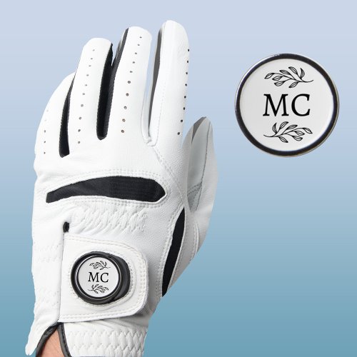 Personalized Monogram Initials Botanical Leaf Golf Glove
