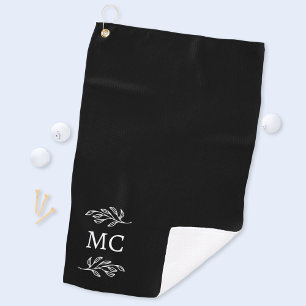 Personalized Monogram Initials Botanical Leaf Golf Towel