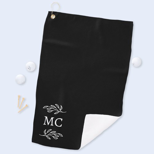 Personalized Monogram Initials Botanical Leaf Golf Towel