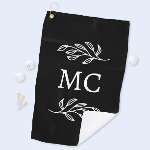 Personalized Monogram Initials Botanical Leaf Golf Towel