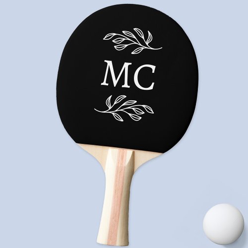 Personalized Monogram Initials Botanical Leaf Ping Pong Paddle