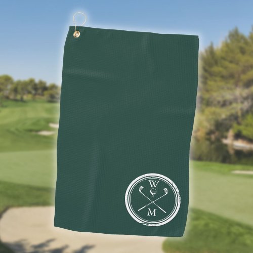 Personalized Monogram Initials Emerald Green Golf Towel