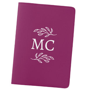 Personalized Monogram Initials Leaf Cherry Pink Passport Holder