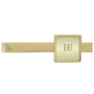Personalized Monogram Initials Metallic Gold Finish Tie Bar
