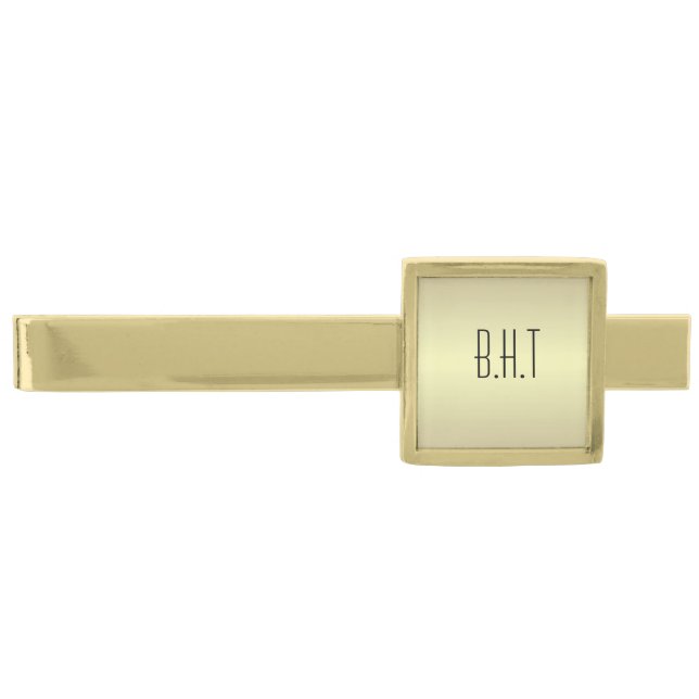 Personalized Monogram Initials Metallic Gold Finish Tie Bar (Front)