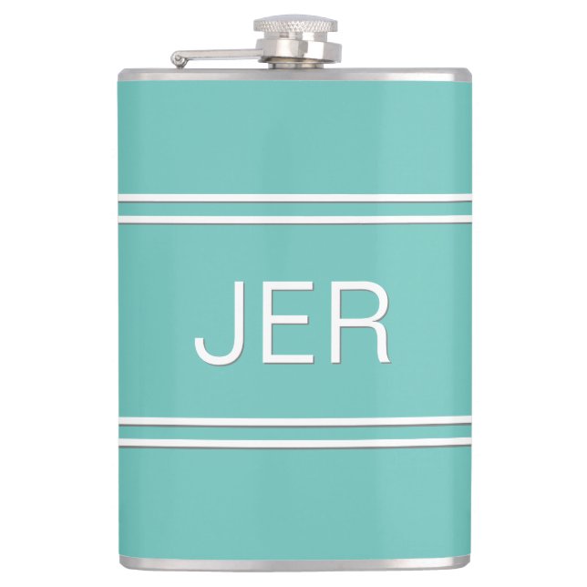 Personalized Monogram Initials Minimalist Simple  Flask (Front)