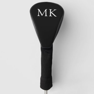 Personalized Monogram Initials Modern Black Golf Head Cover