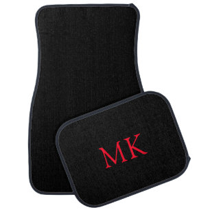 Personalized Monogram Initials Modern Black Red Car Floor Mat