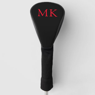 Personalized Monogram Initials Modern Black Red Golf Head Cover