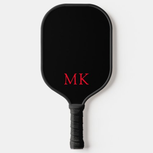 Personalized Monogram Initials Modern Black Red Pickleball Paddle