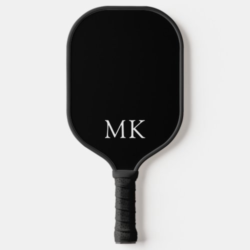 Personalized Monogram Initials Modern Black White Pickleball Paddle