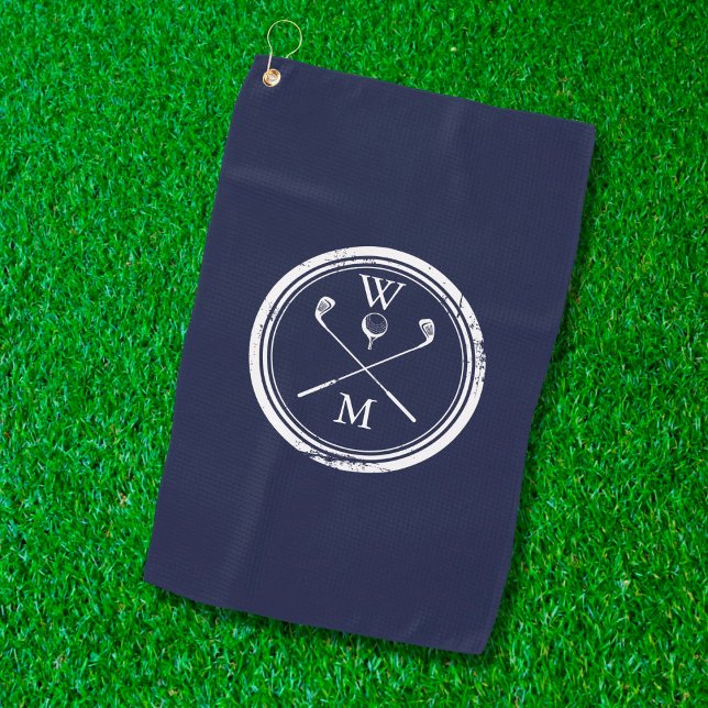 Personalized Monogram Initials Navy Blue Golf Towel (Creator Uploaded)