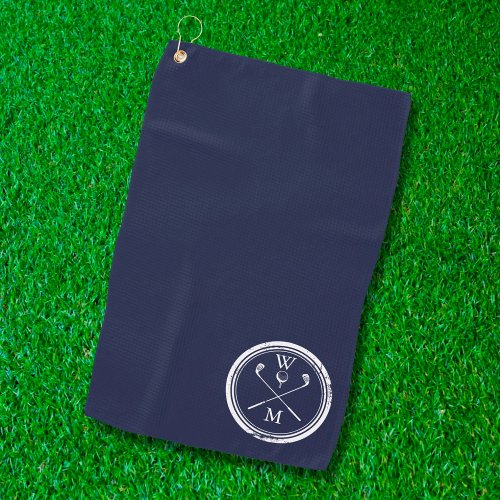 Personalized Monogram Initials Navy Blue Golf Towel