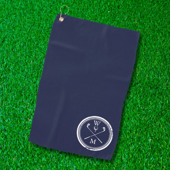 Personalized Monogram Initials Navy Blue Golf Towel (Creator Uploaded)