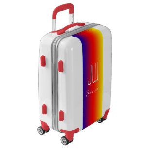 Personalized Monogram Initials Rainbow Red Trim Luggage