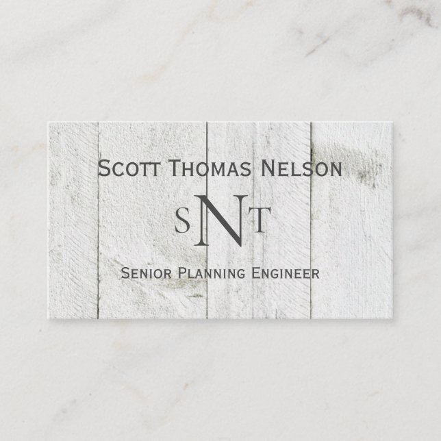Personalized Monogram Initials Rustic Business Card (Front)