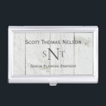 Personalized Monogram Initials Rustic Business Card Case<br><div class="desc">Your custom monogram on a vintage look white wash faux wood background.  Simple typography with your preferred monogram and initials. Add your company position for more personalization.</div>