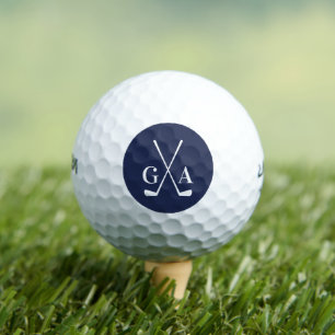 Personalized Monogram initials with Crossed Clubs Golf Balls