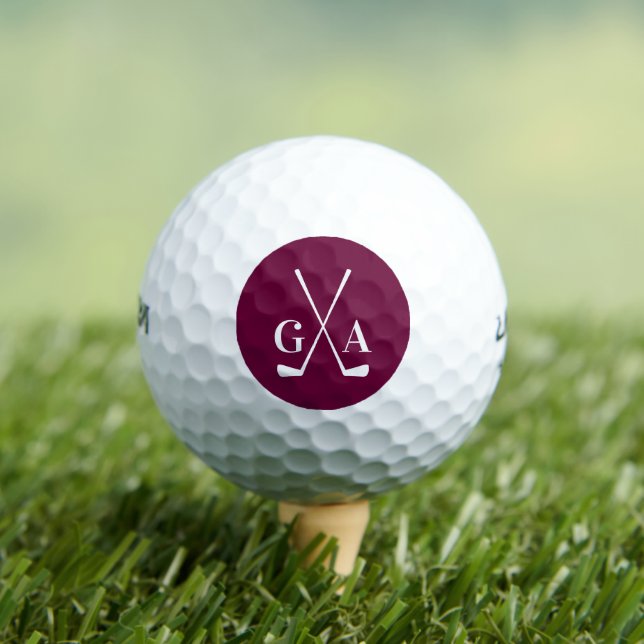 Personalized Monogram initials with Crossed Clubs Golf Balls (Insitu Tee)
