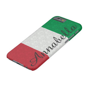 Personalized Monogram Italian Flag Damask Pattern Barely There iPhone 6 Case