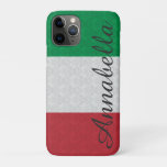 Personalized Monogram Italian Flag Damask Pattern Iphone 11 Pro Case at Zazzle