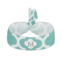 Personalized Monogram Jade Quatrefoil Pattern Elastic Hair Tie