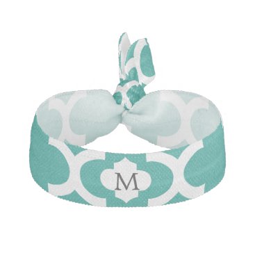 Personalized Monogram Jade Quatrefoil Pattern Elastic Hair Tie