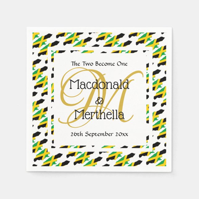 Personalized Monogram Jamaica Flag Napkins (Front)