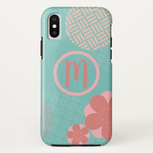 Personalized monogram Japanese pattern iPhone XS Case