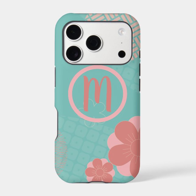 Personalized monogram Japanese pattern Iphone Case (Back)